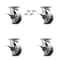 Service Caster 5 Inch Kingpinless V Groove Semi Steel Wheel Caster Set with Brake & Swivel Lock SCC-KP30S520-VGR-SLB-BSL-4 - alternate 1